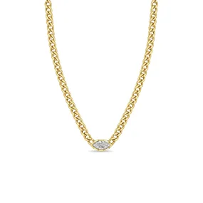 1.0 ctw Marquise Diamond on Medium Curb Chain Necklace