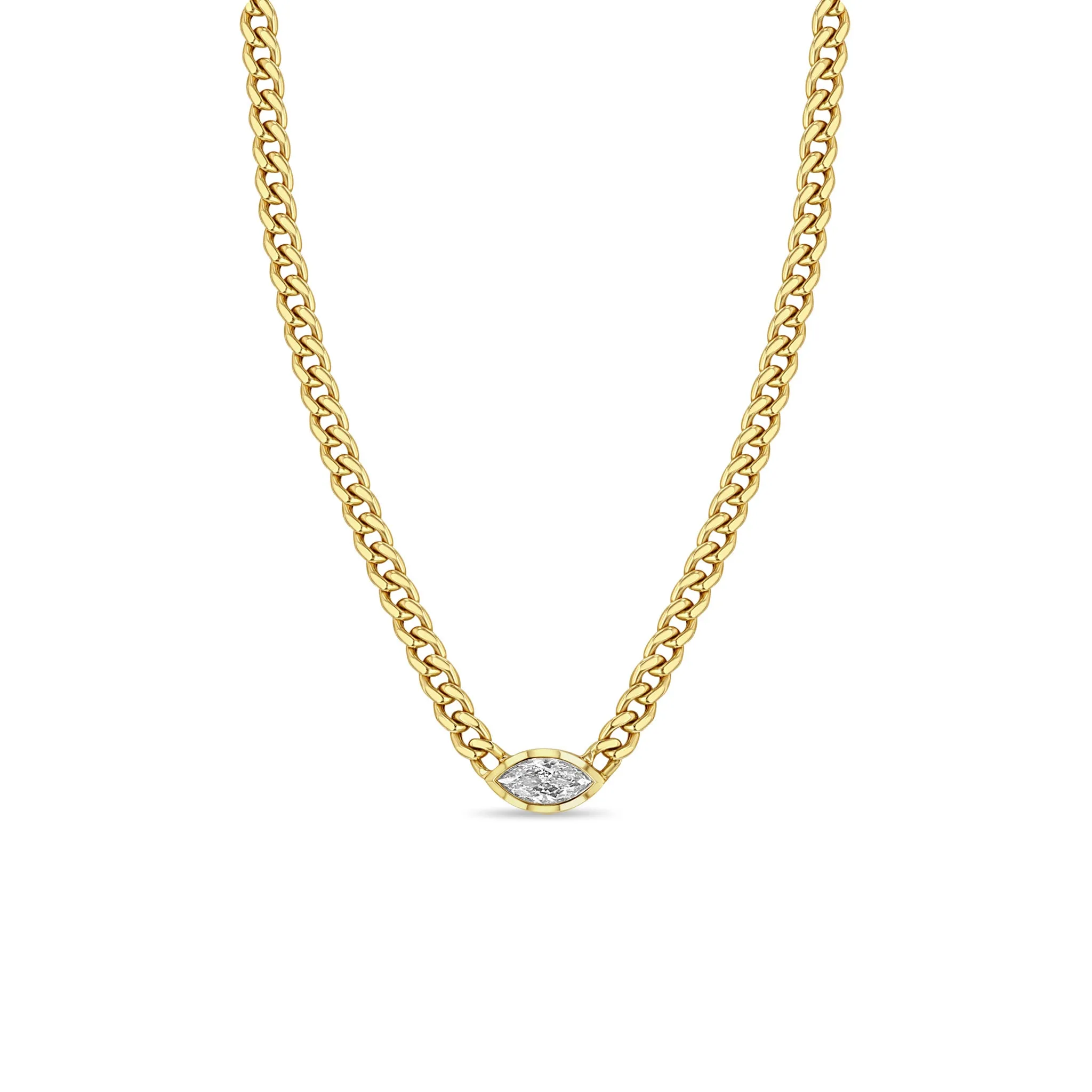 1.0 ctw Marquise Diamond on Medium Curb Chain Necklace