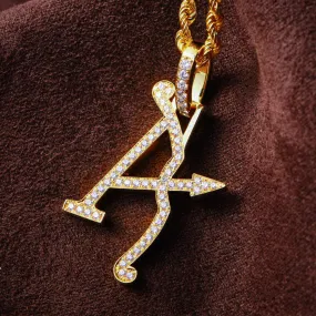 18K Solid Gold 0.504ctw Diamond Aporro A® Logo Pendant