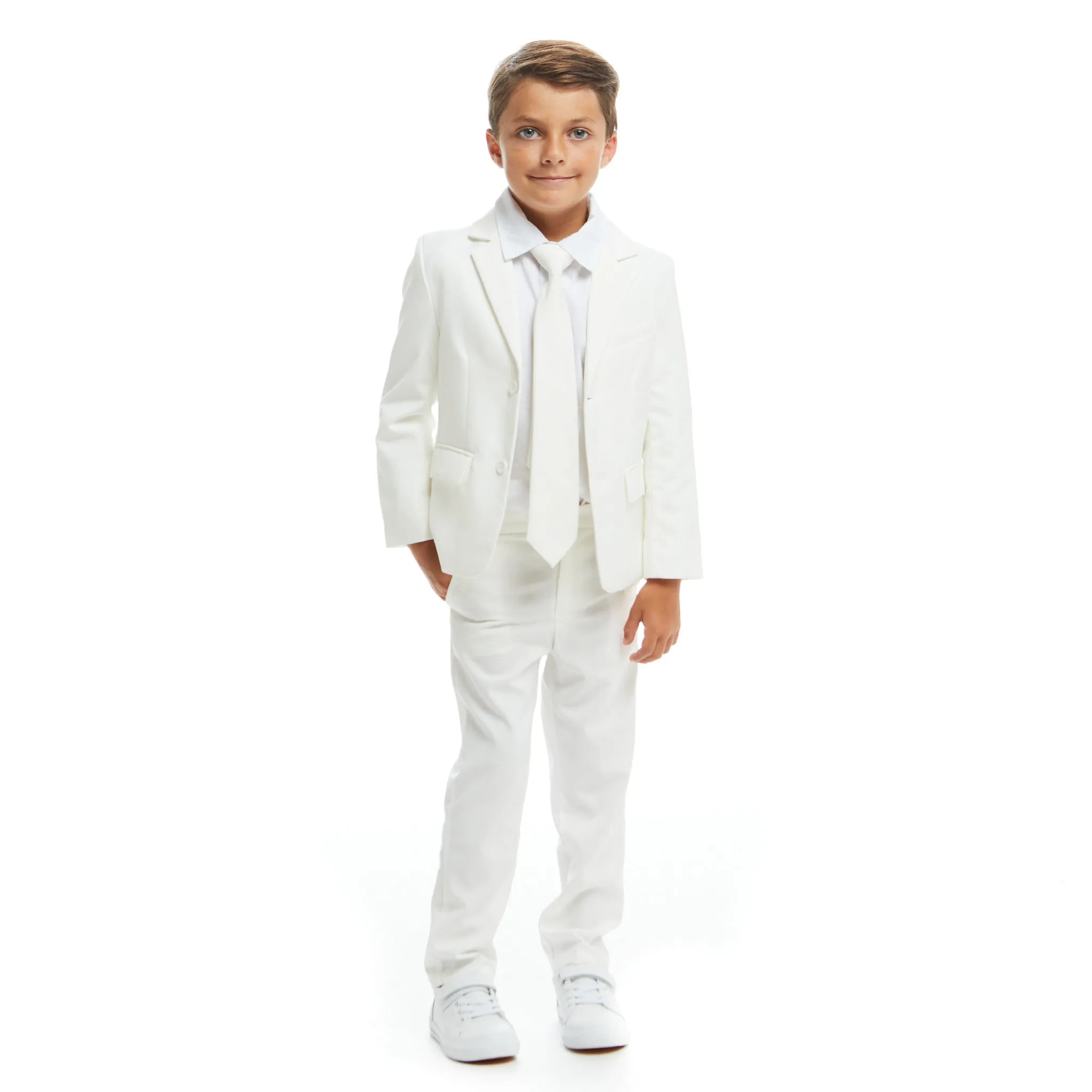 4-Piece Suit Set (Size 8-14 Years) | White