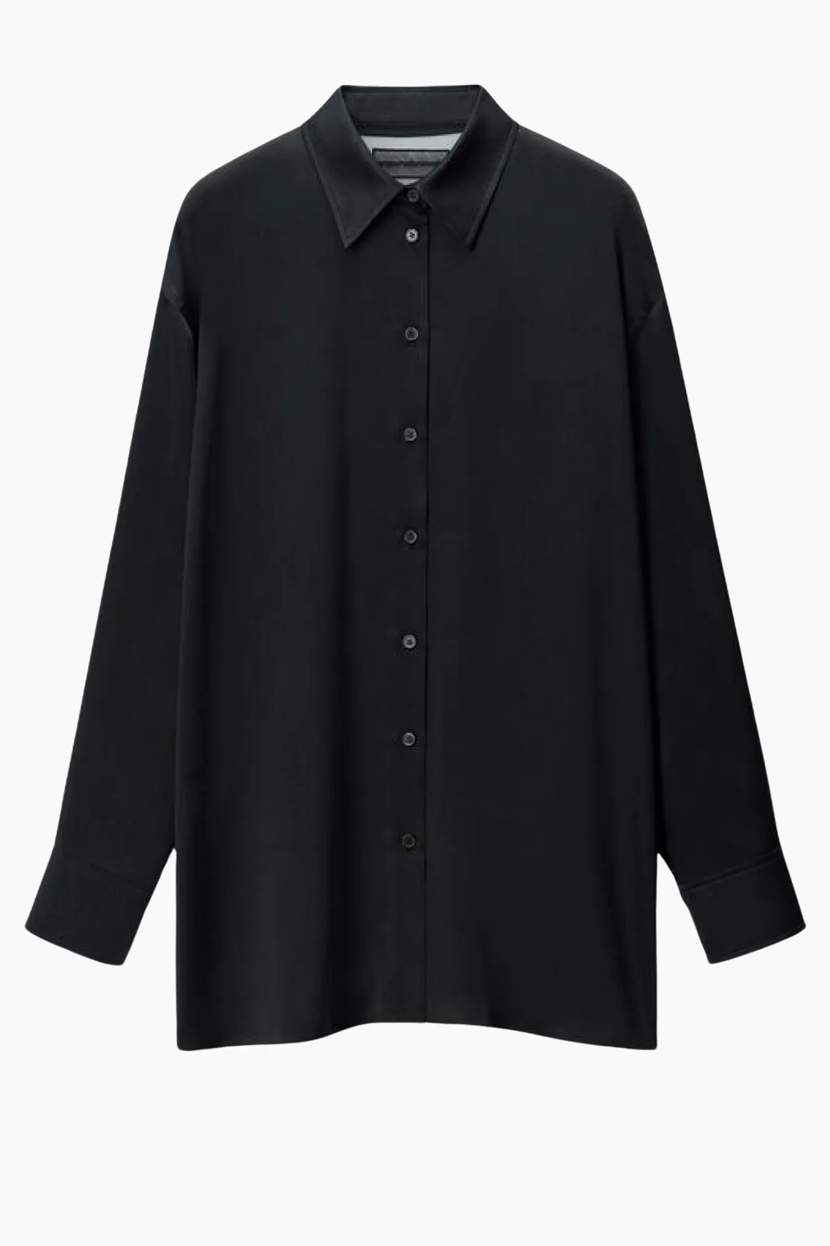 Alexander Wang Oversized Silk Shirt with Logo Cut Out - Black