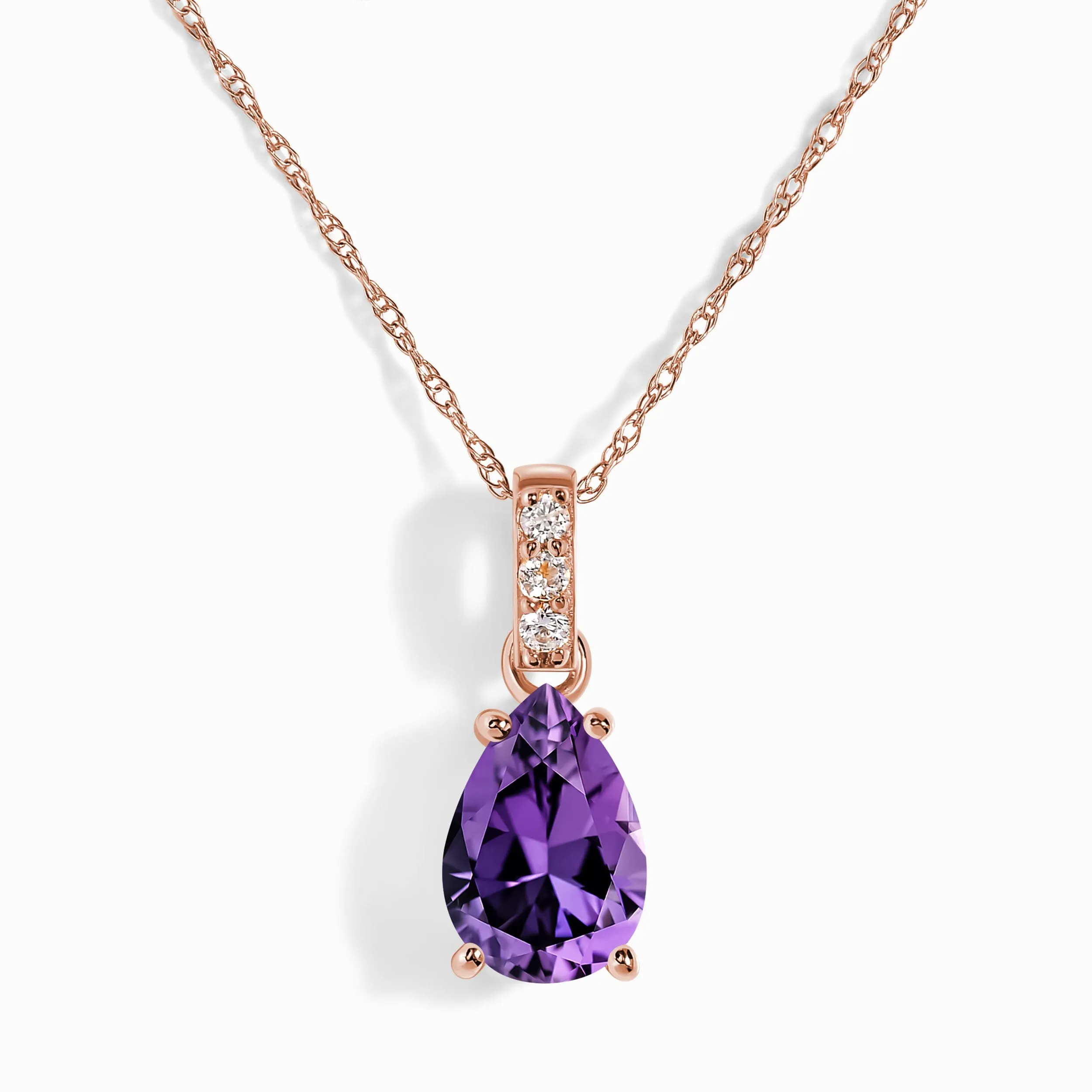 Amethyst Diamond Necklace Sway - February Birthstone