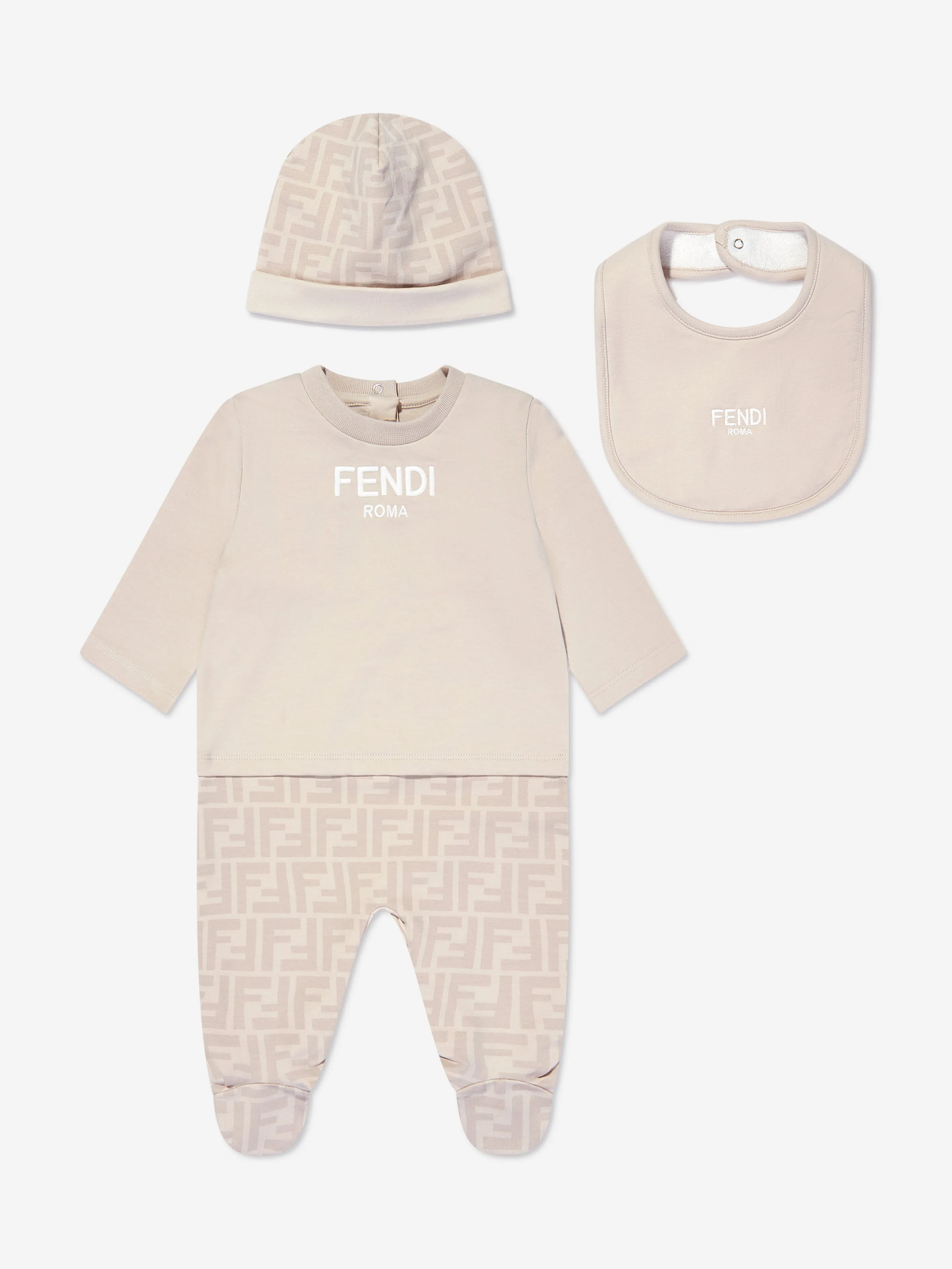 Baby 3 Piece Babygrow Gift Set in Beige