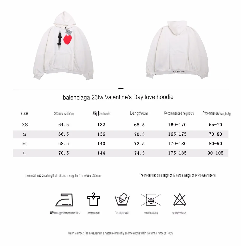 Balenciaga White Hoodie with "I Love" Graphic