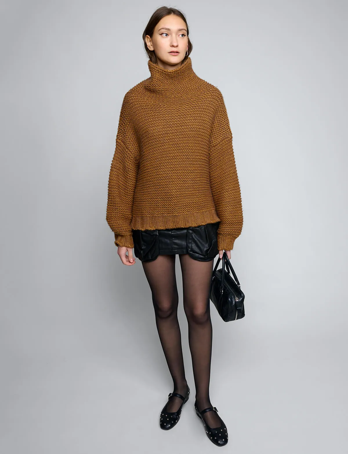 Ballon Sleeve Sweater in Rust