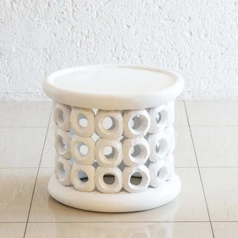 Bamileke Table or Stool | Vintage White