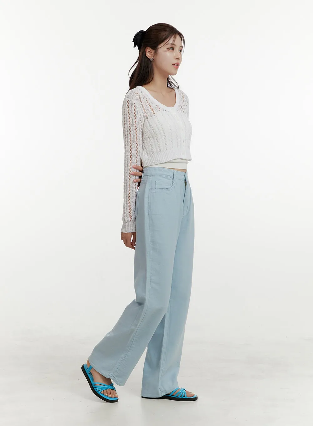 Basic Cotton Wide-Leg Pants OY409