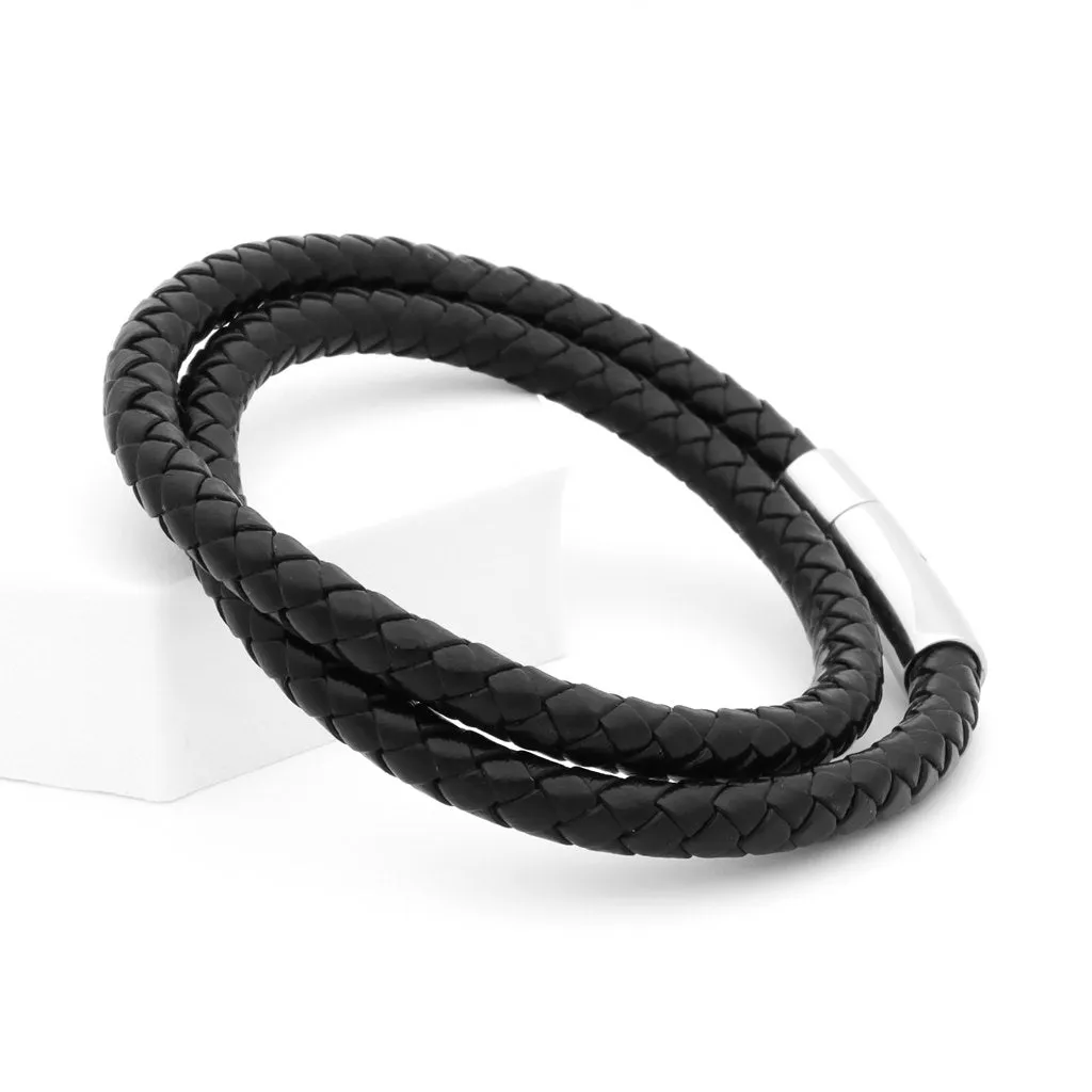 Black Braided Leather Bracelet