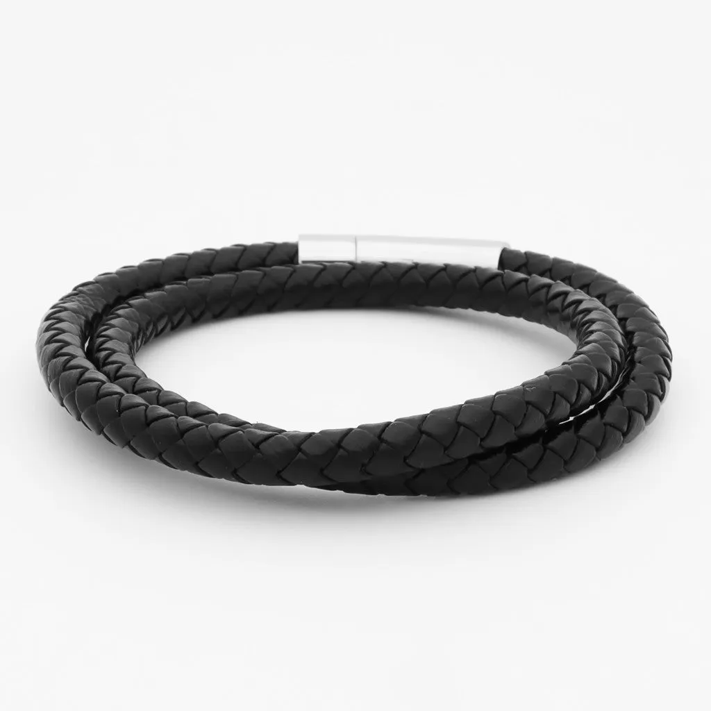 Black Braided Leather Bracelet