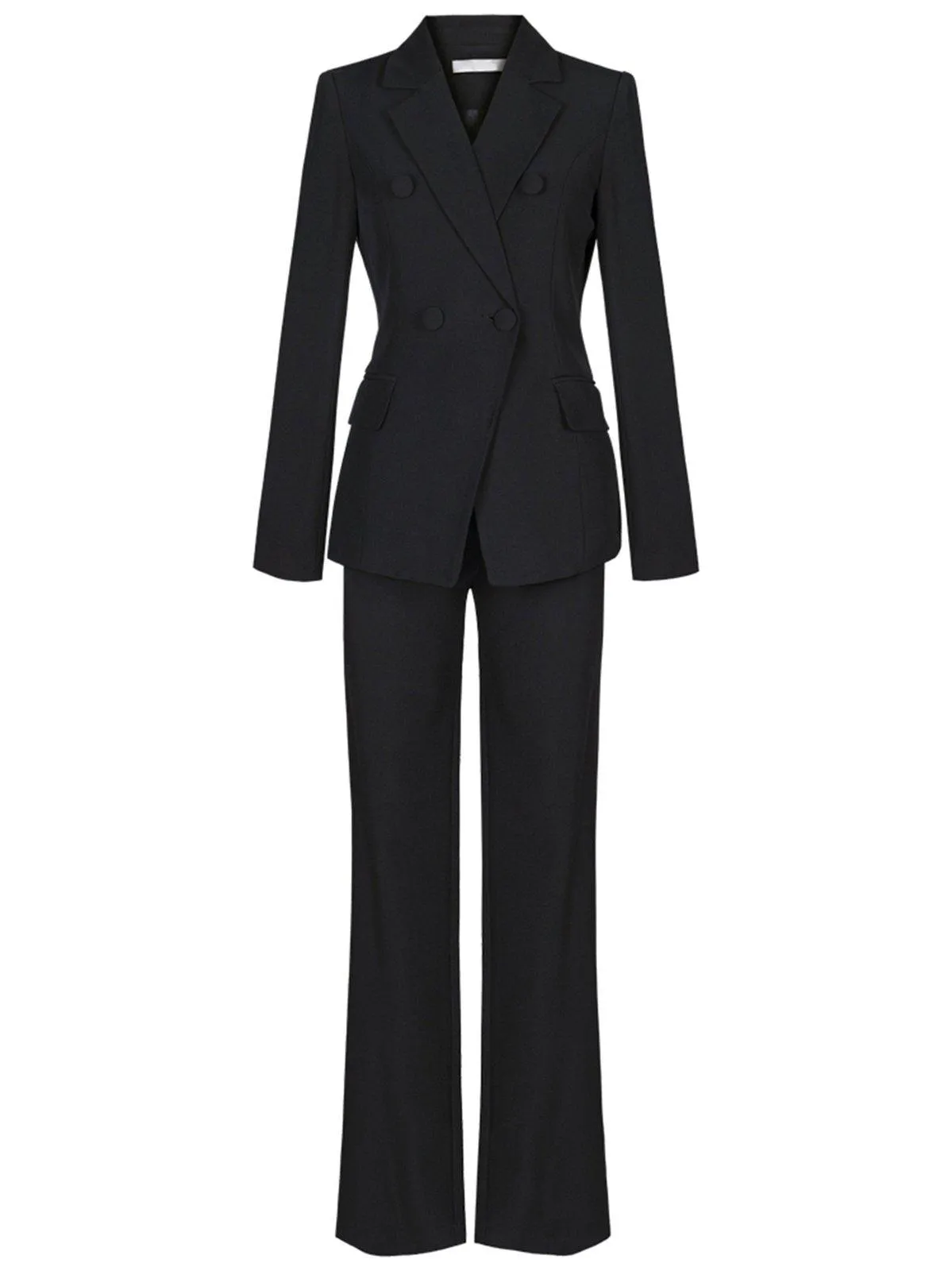 Black Double Breasted Fitted Blazer & Pants Pantsuit