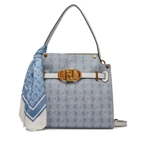 Borsa Donna a Mano LIU JO in Tessuto Jacquard Blue Denim con Foulard