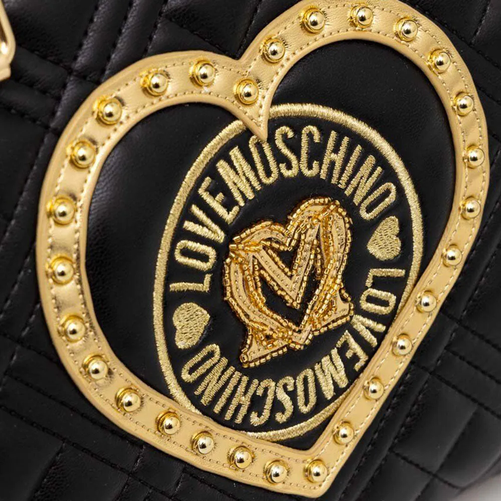 Borsa Donna a Mano LOVE MOSCHINO Nera con Maxi Logo e Foulard