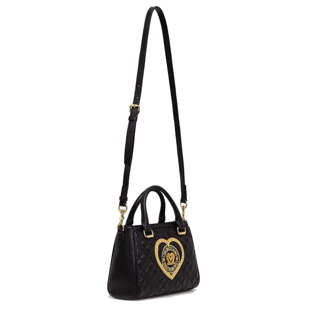 Borsa Donna a Mano LOVE MOSCHINO Nera con Maxi Logo e Foulard