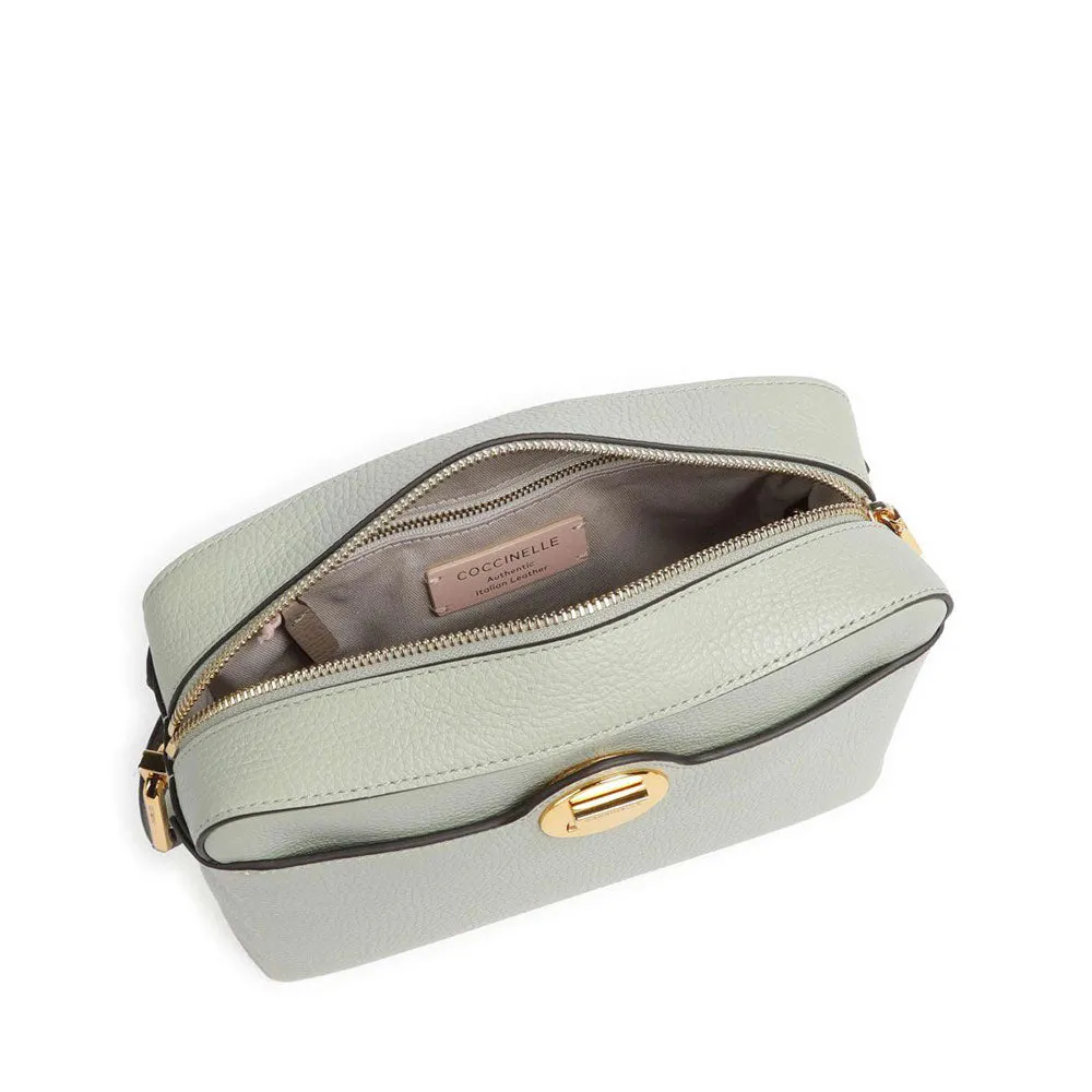 Borsa Donna a Tracolla COCCINELLE in Pelle linea Liya colore Celadon Green - Warm Taupe