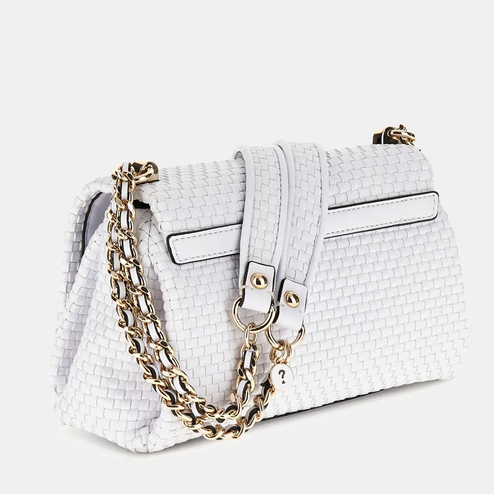 Borsa Donna a Tracolla GUESS Chiusa con Pattina Linea Etel colore Bianco