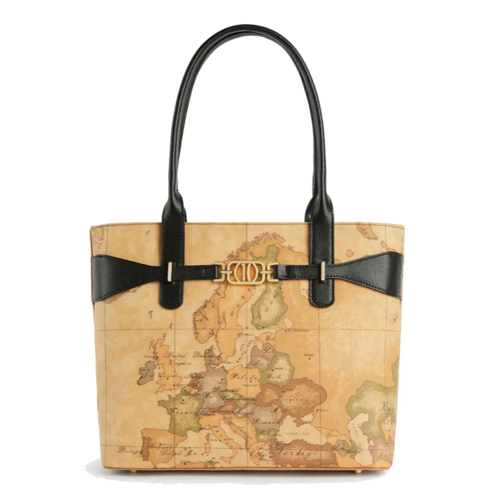 Borsa Donna Shopping 1A Classe Alviero Martini linea Geo Destiny stampa Geo Classic e Nero GZ01