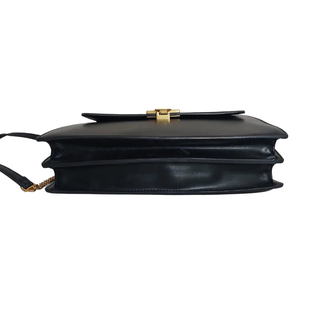 Charles & Keith Black Suede & Leatherette Large Crossbody Bag | Pre Loved |