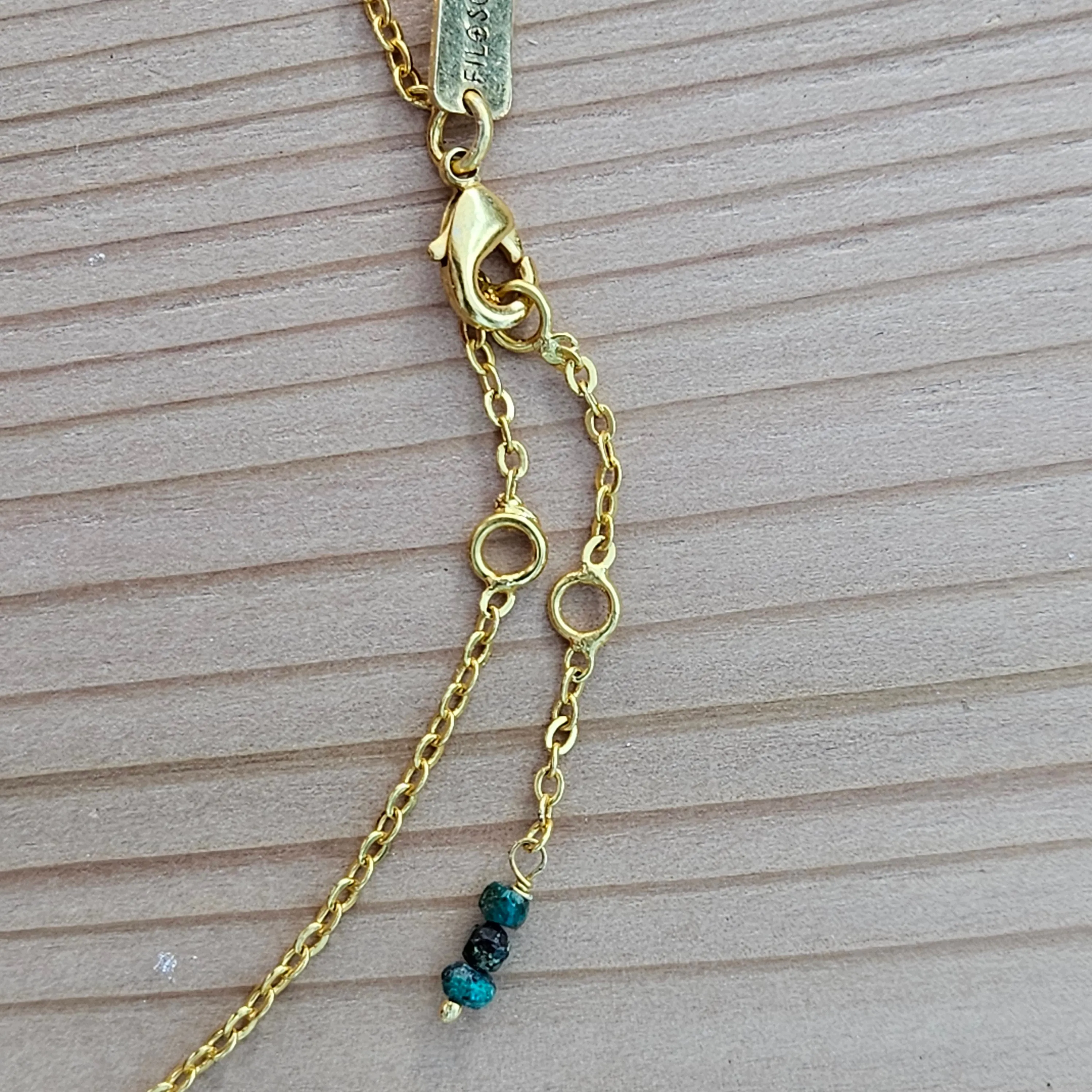 Chrysocolla Natural Nomad Necklace - Gold