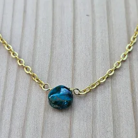 Chrysocolla Natural Nomad Necklace - Gold