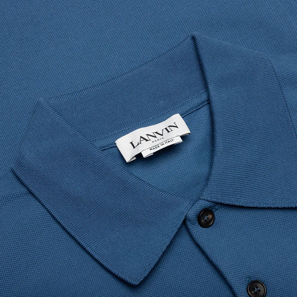 Classic Oversized Polo With Curb Detail - Neptune Blue