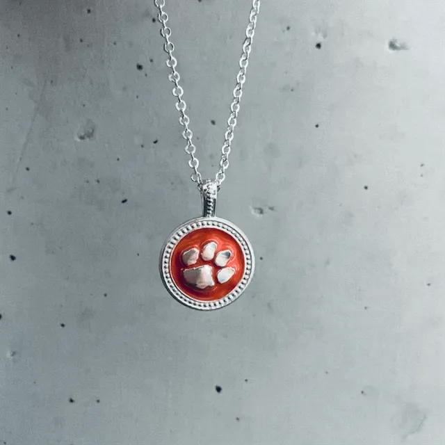 Clemson University Coin Pendant Necklace - Enamel