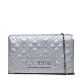 Clutch Donna con Tracolla LOVE MOSCHINO linea Shiny Quilted colore Argento