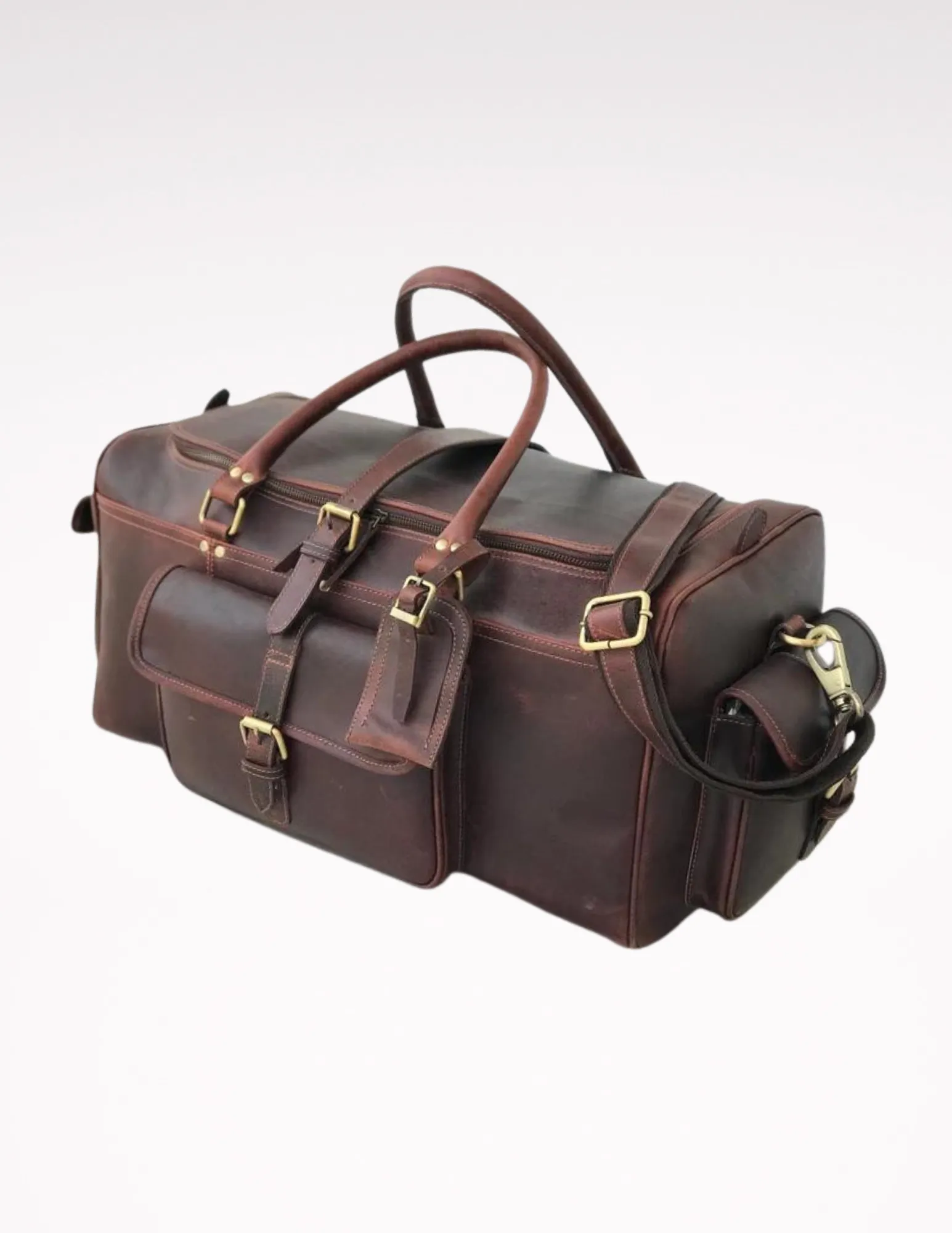 Combo Offer - 24 inch Men's Buffalo Leather Weekender Duffel and Toiletry Bag