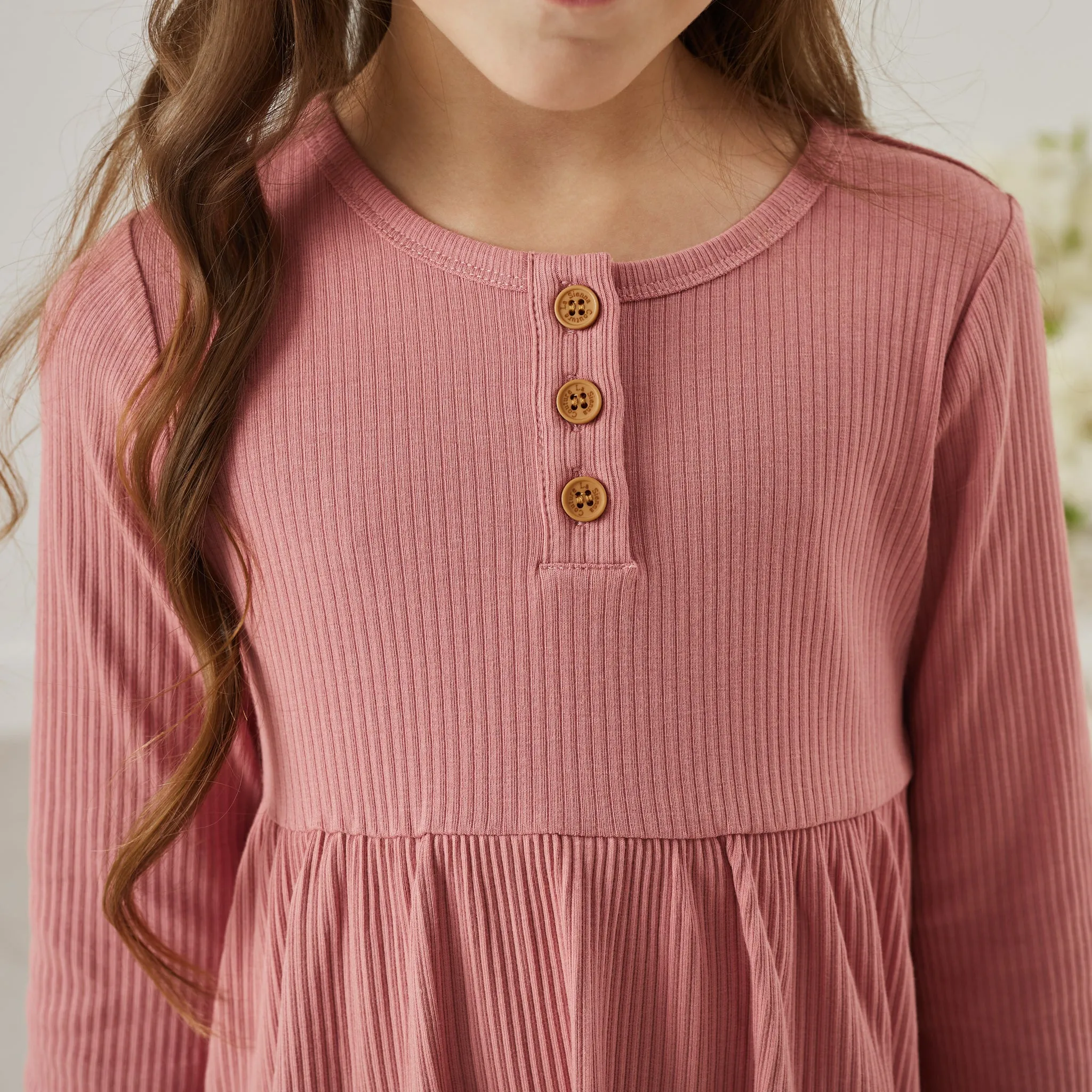 Cozy Basic LS Dress - Cinder-Rose