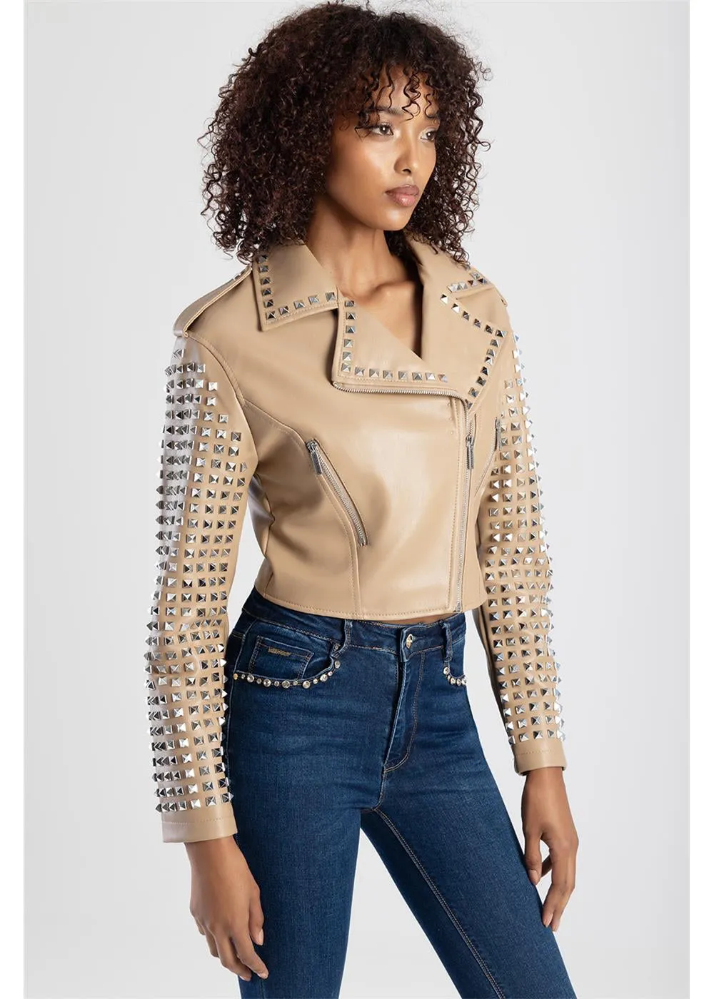 Crop Biker Stud Jacket