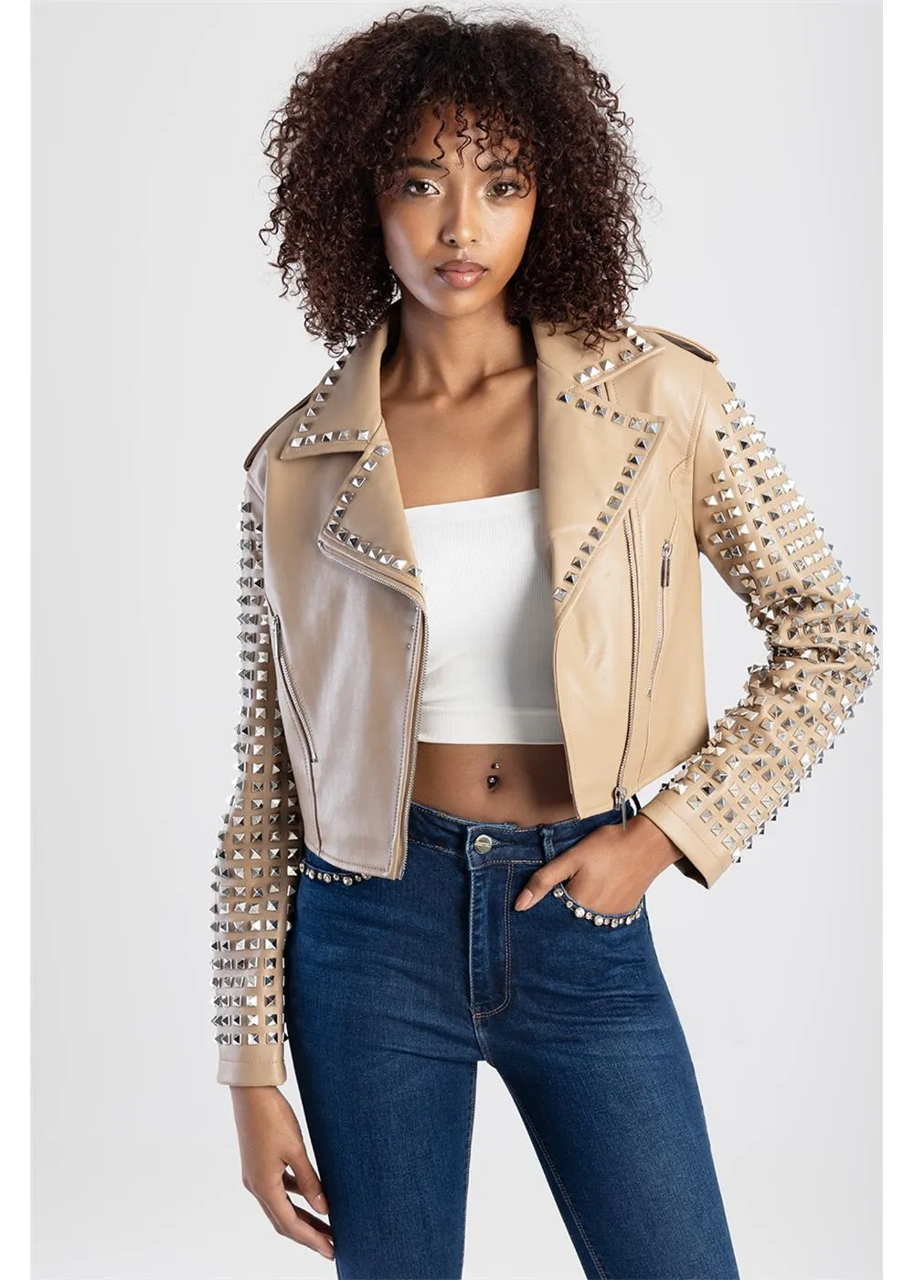 Crop Biker Stud Jacket