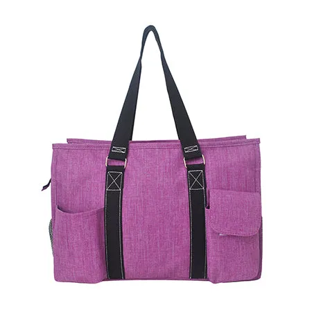 Crosshatch Fuchsia NGIL Zippered Lined Caddy Organizer Tote Bag