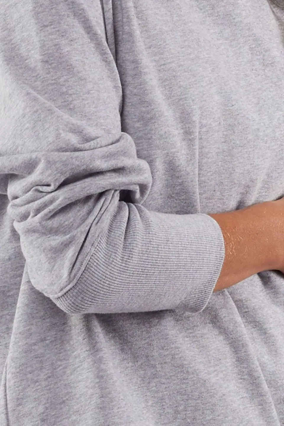 Divine Grey Marle Rib Cuff Fleece Crew