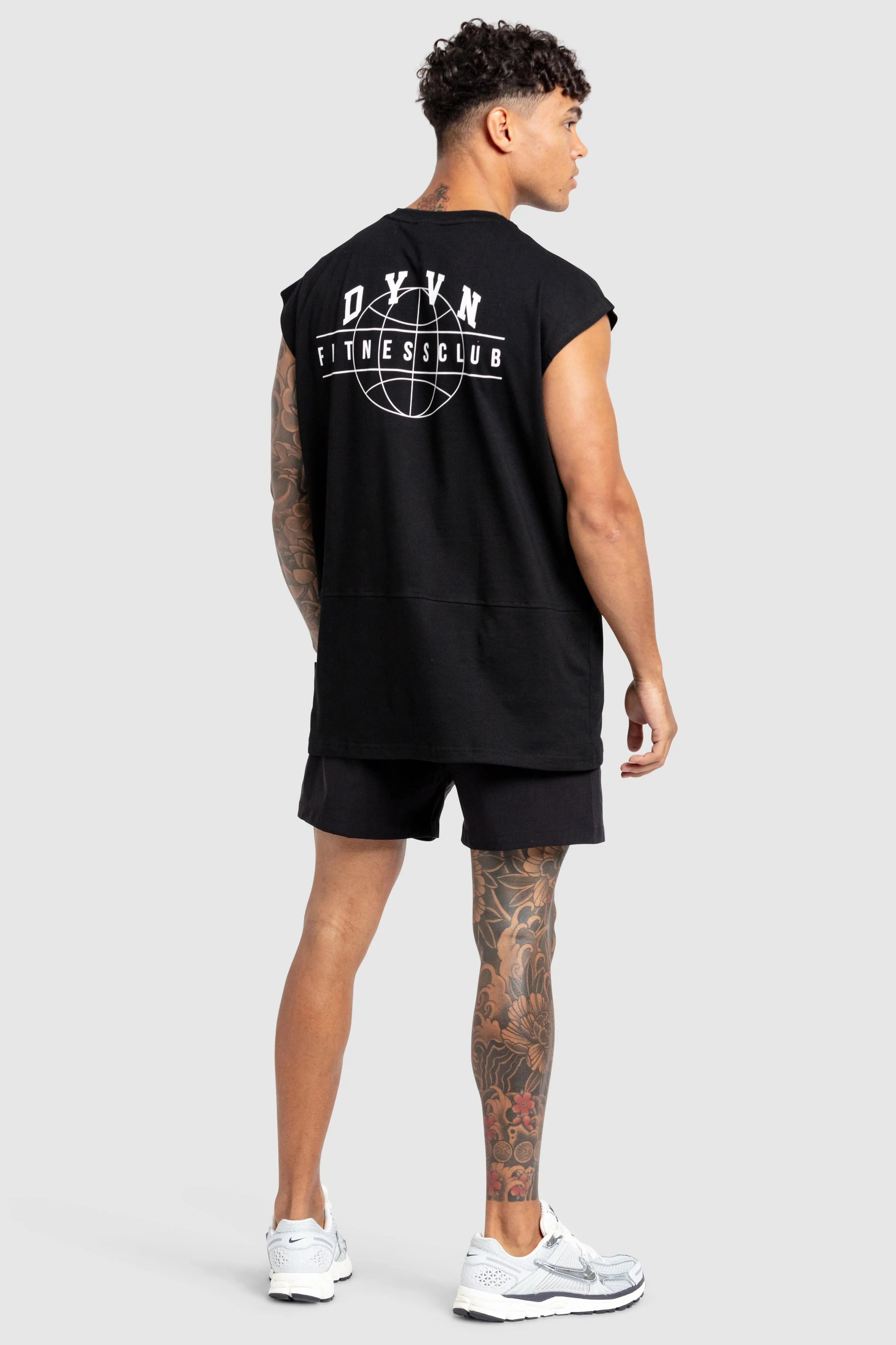 'DYVN' Fitness Club Cut Off Tank - Black