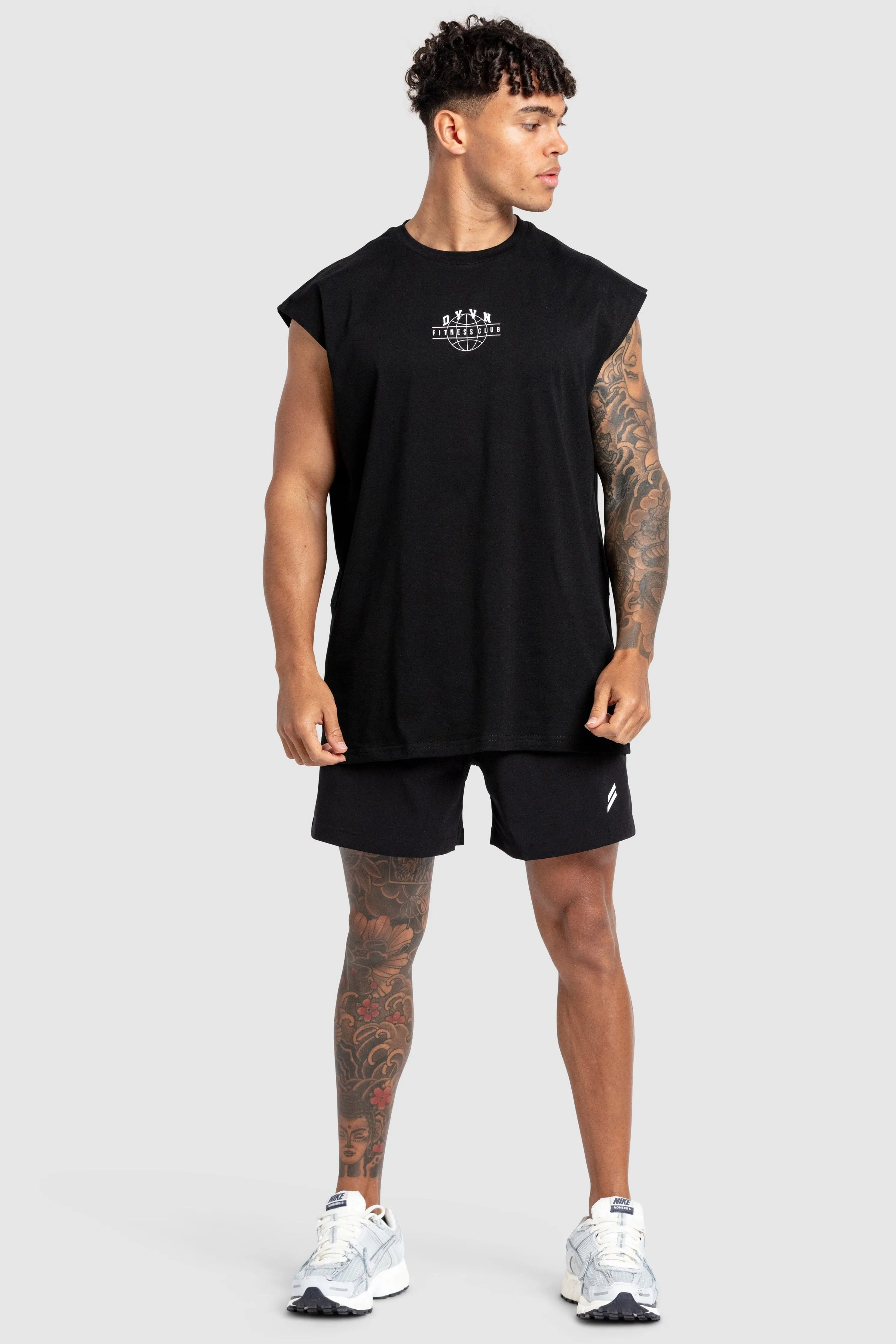 'DYVN' Fitness Club Cut Off Tank - Black