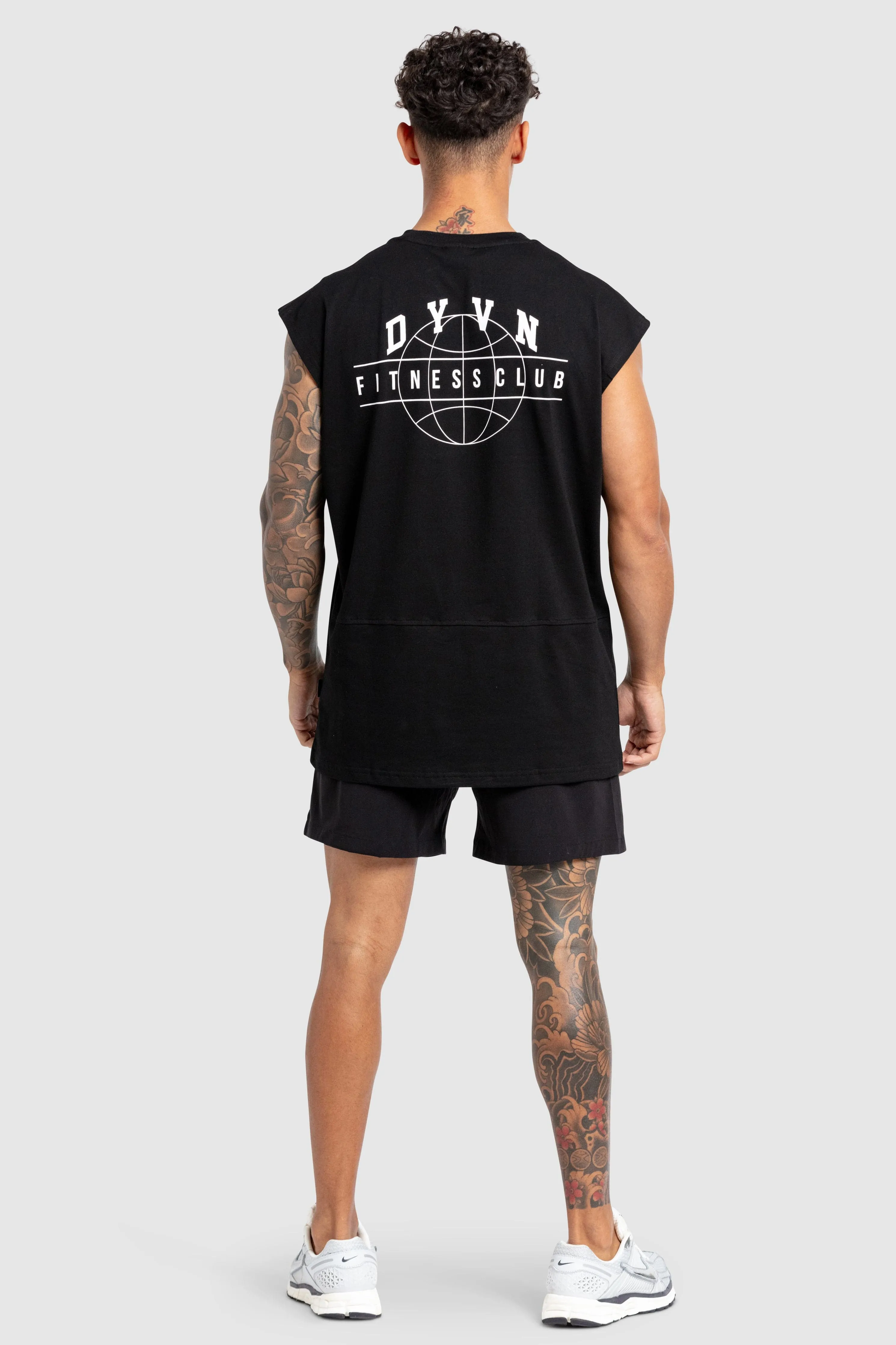 'DYVN' Fitness Club Cut Off Tank - Black