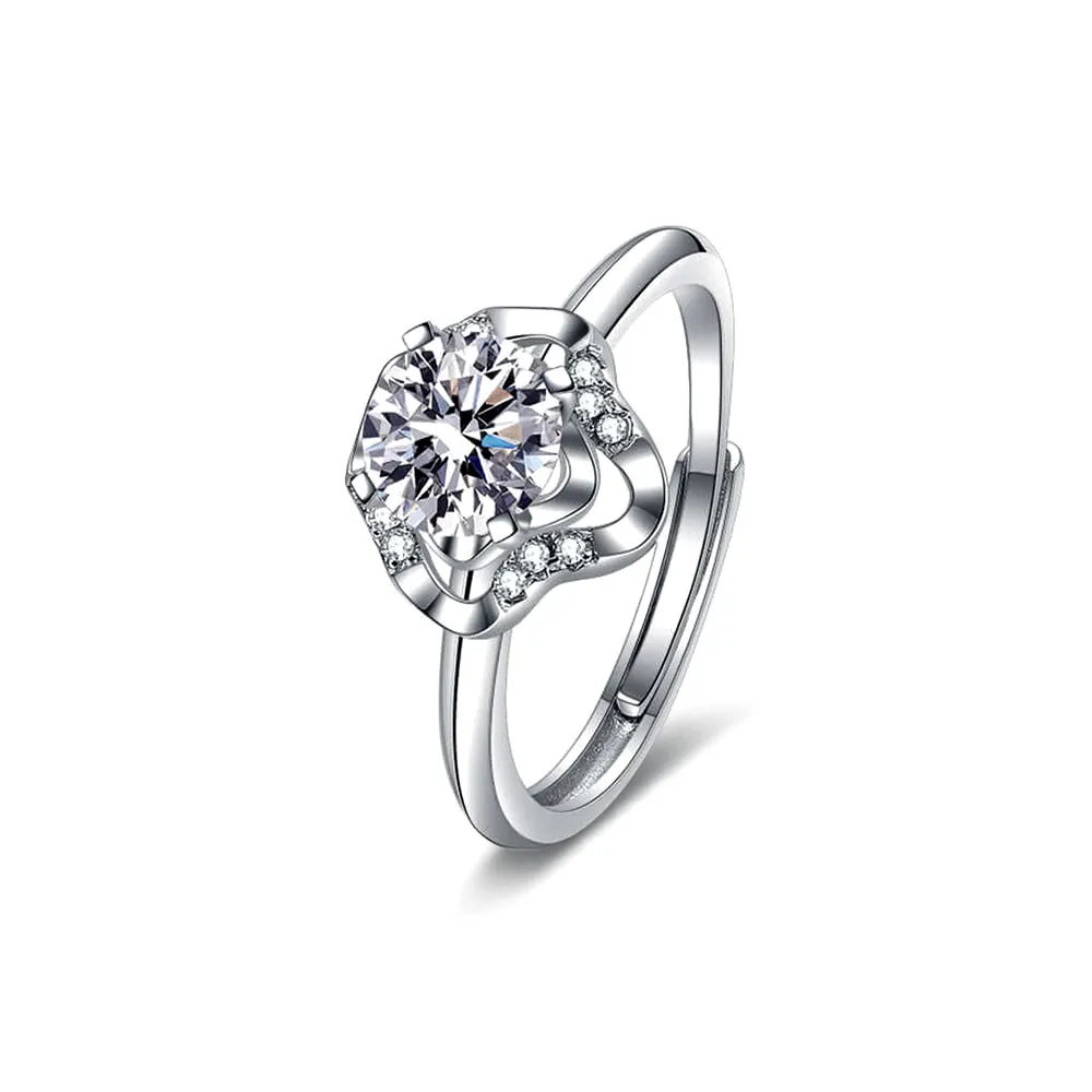 Eight Hearts and Eight Arrows Flower Moissanite Ring