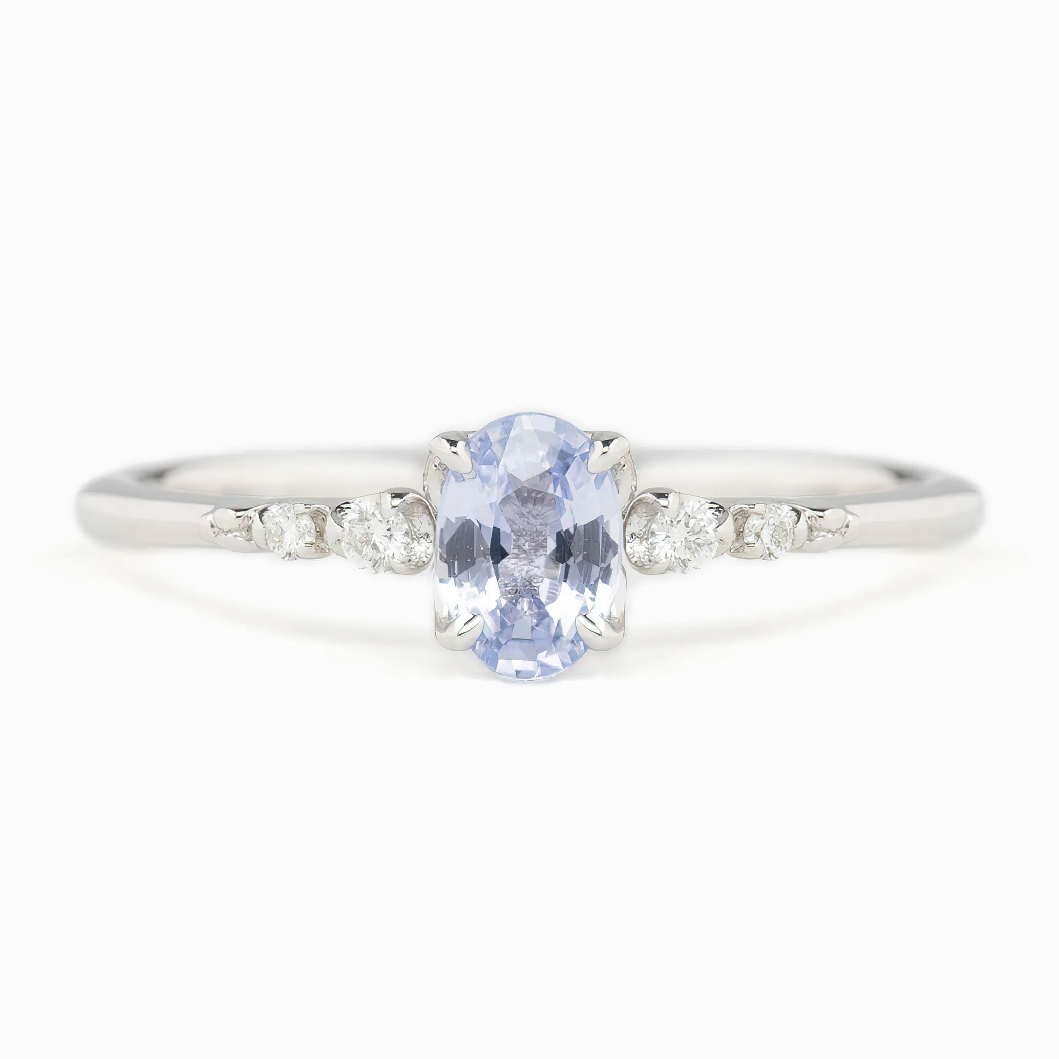 Estel Luxe Ring 6mm 0.50ct Light blue Madagascar Sapphire 14K White Gold