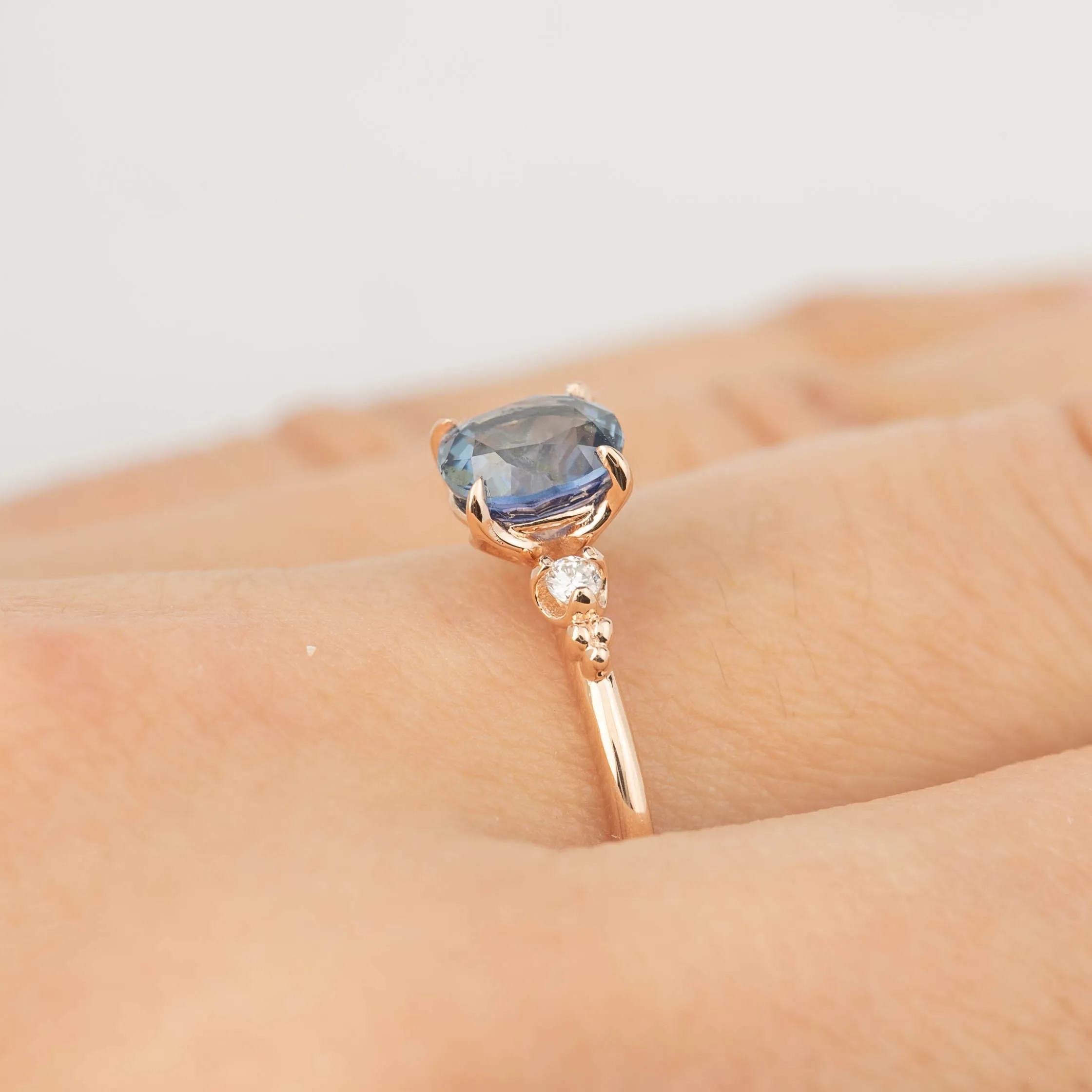 Estel Ring - 1.24ct Blue Sapphire, 14k Rose Gold (One of a kind)