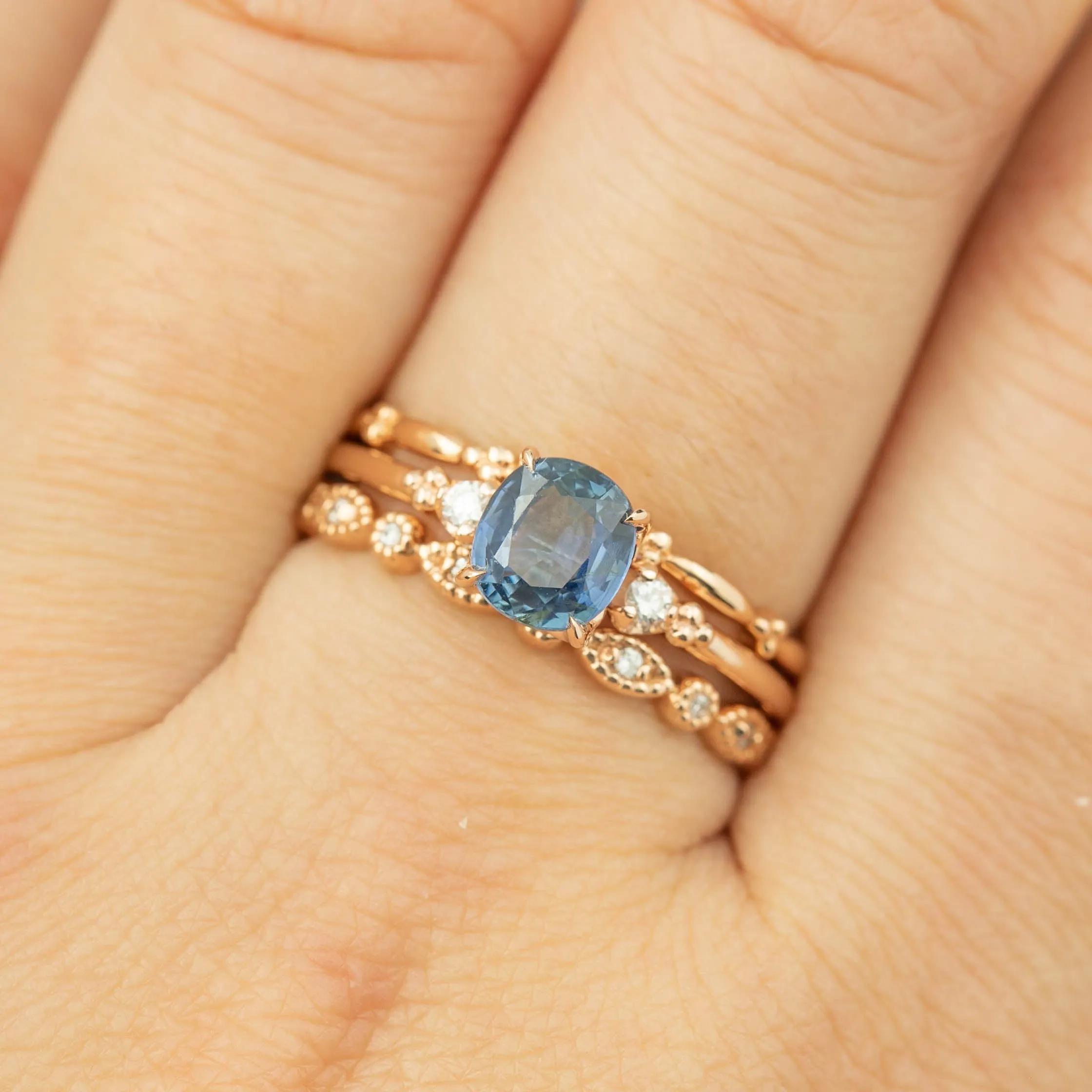 Estel Ring - 1.24ct Blue Sapphire, 14k Rose Gold (One of a kind)