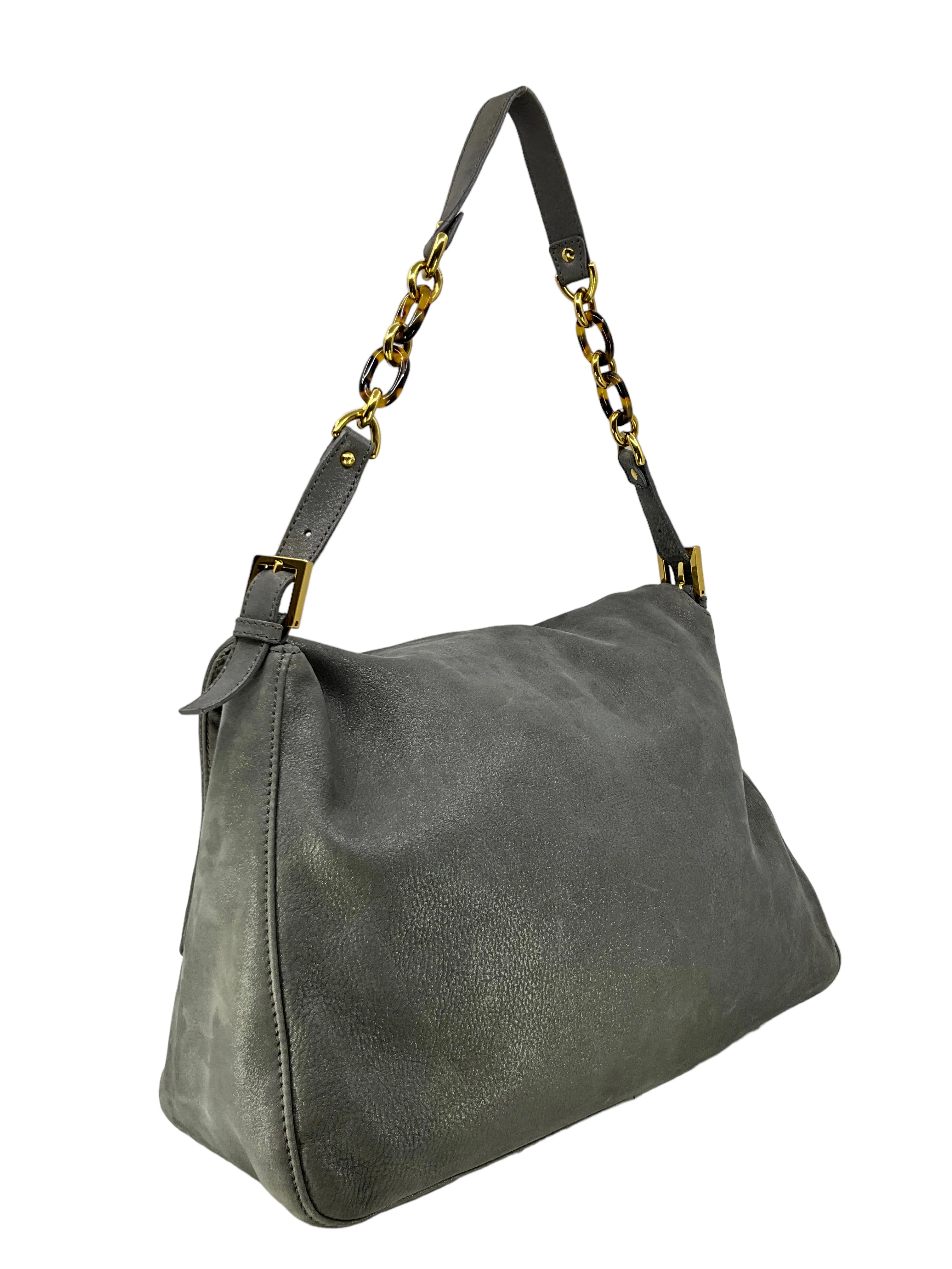 Fendi Metallic Suede Mamma Foreve Baguette Shoulder Bag