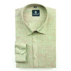 Green Pink Color Poly Cotton Shirt For Men