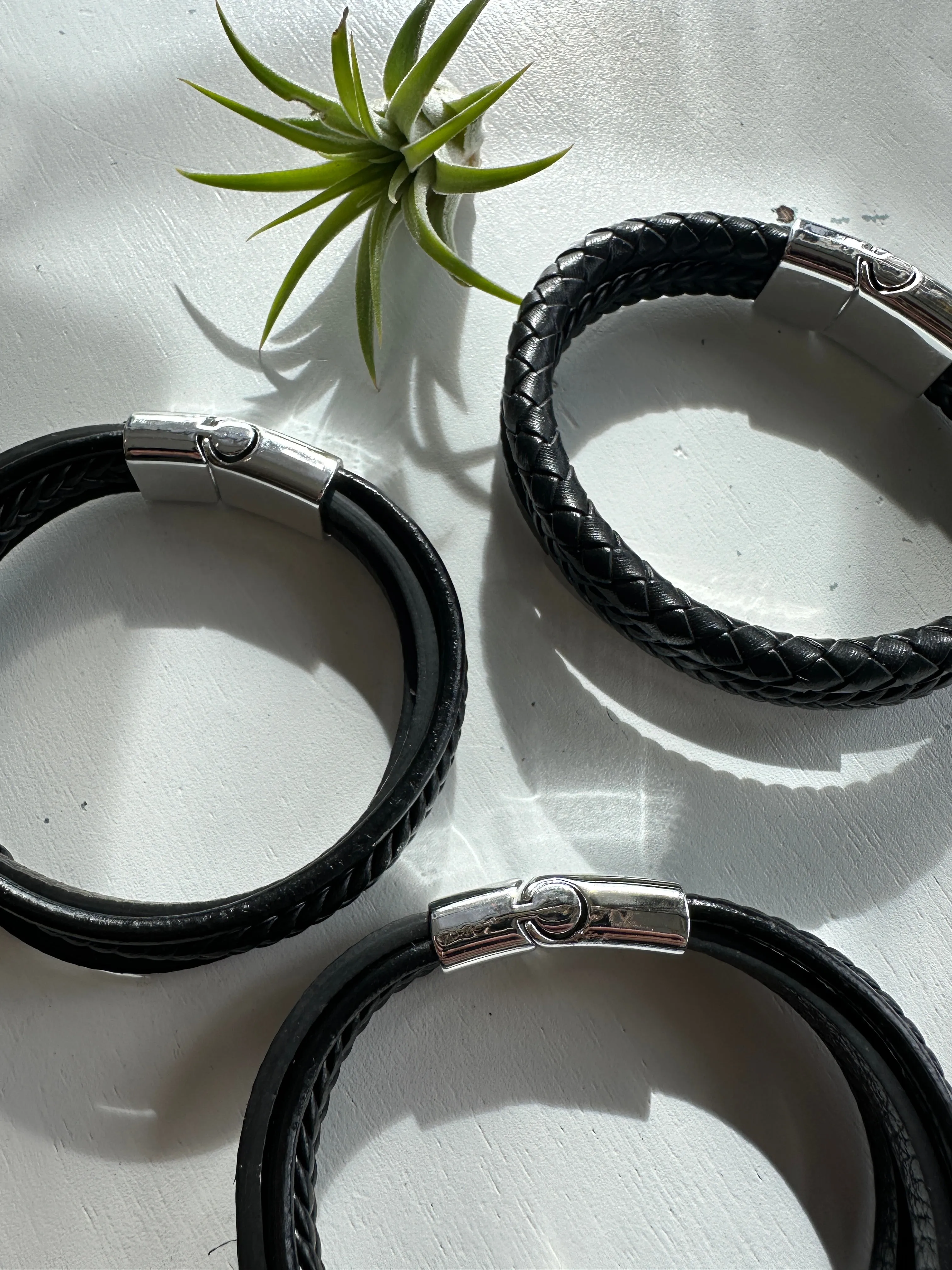 Handmade Multi Strands Leather Bracelet With Magnet Clasp