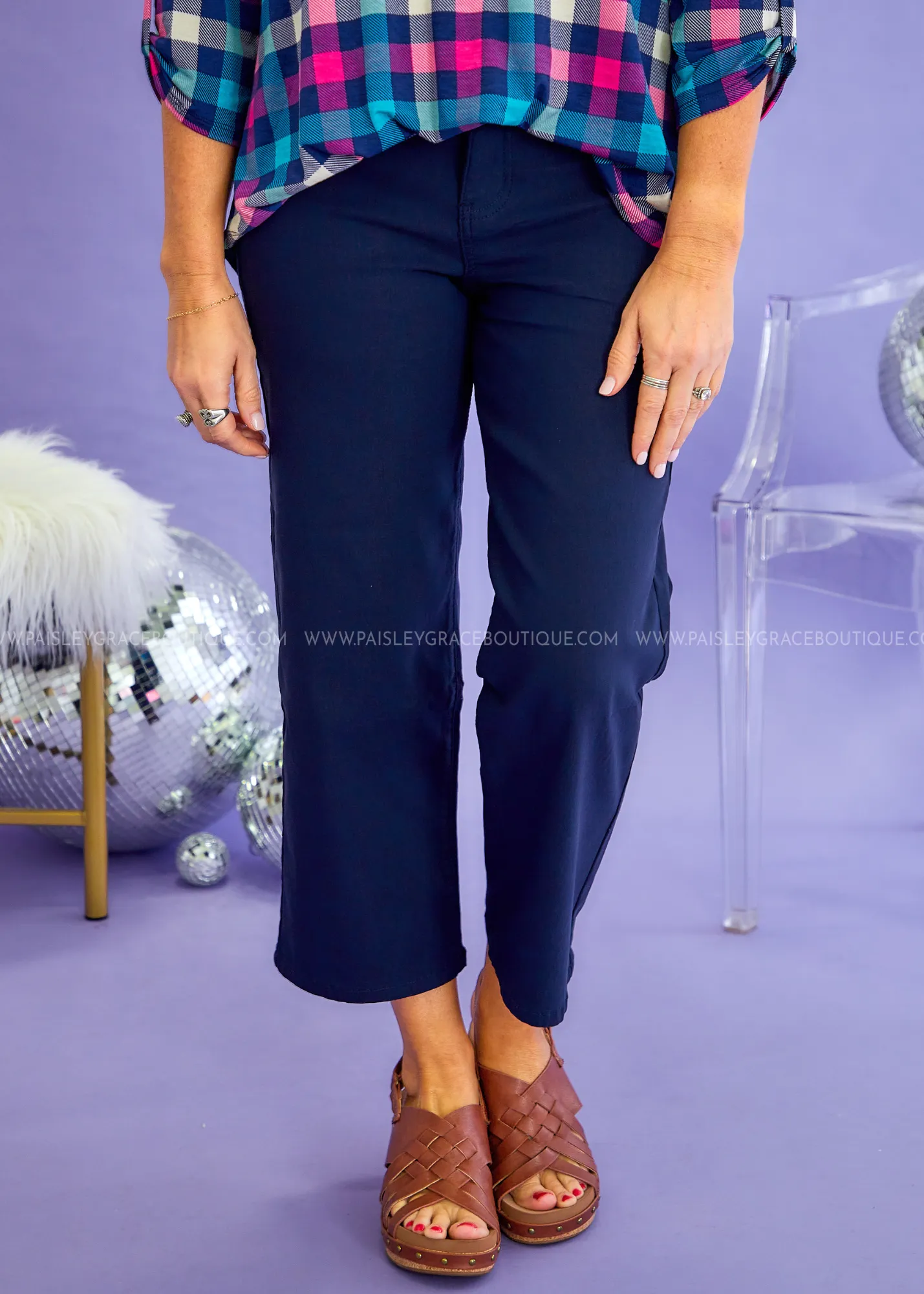 Hayley Hyperstretch Crop Pants - Navy