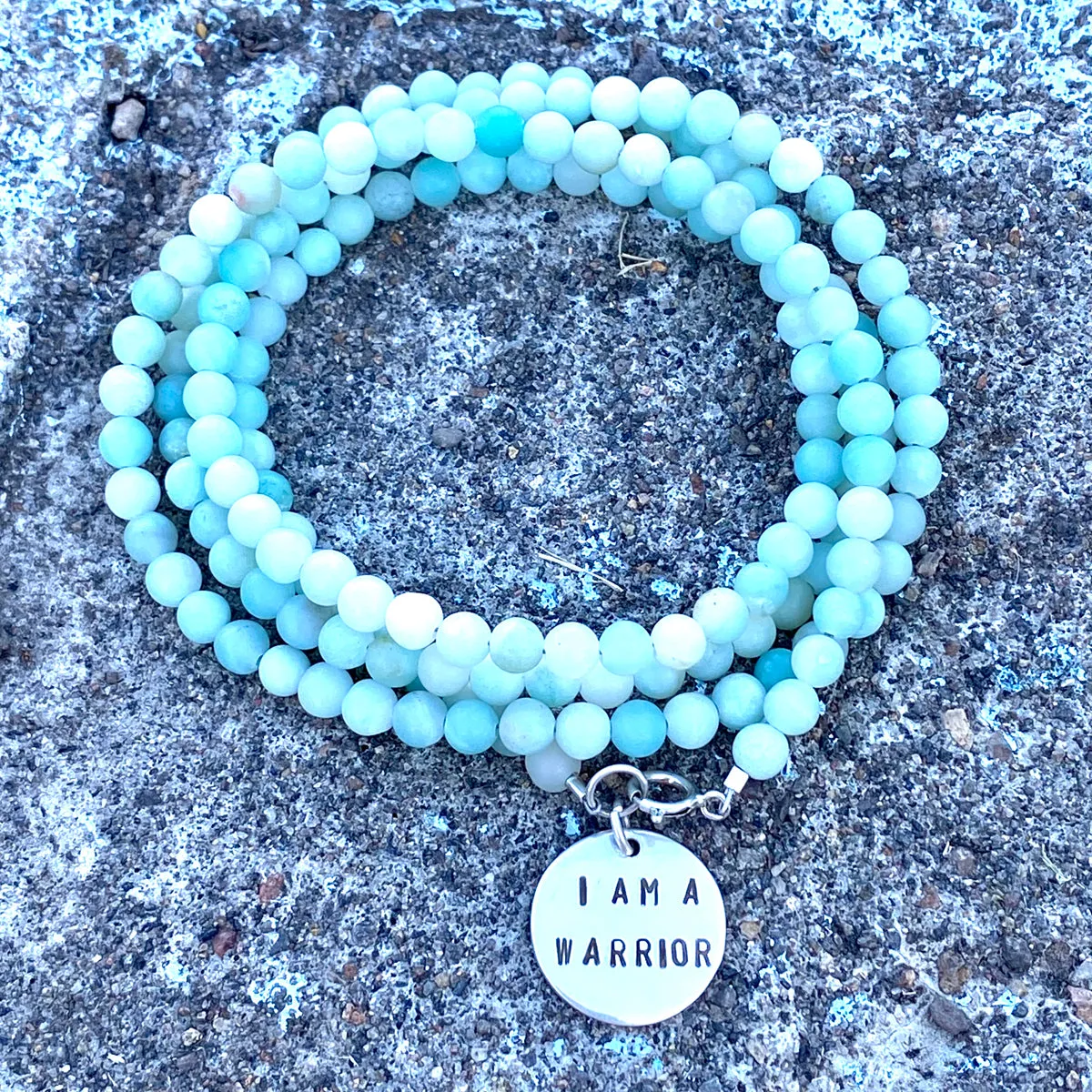 I am a Warrior - Affirmation Bracelet Combo with Amazonite