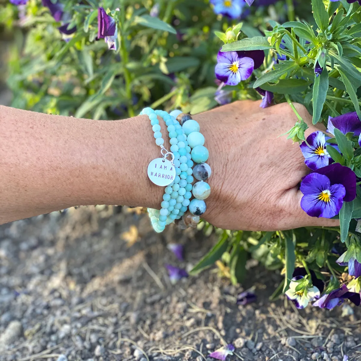 I am a Warrior - Affirmation Bracelet Combo with Amazonite