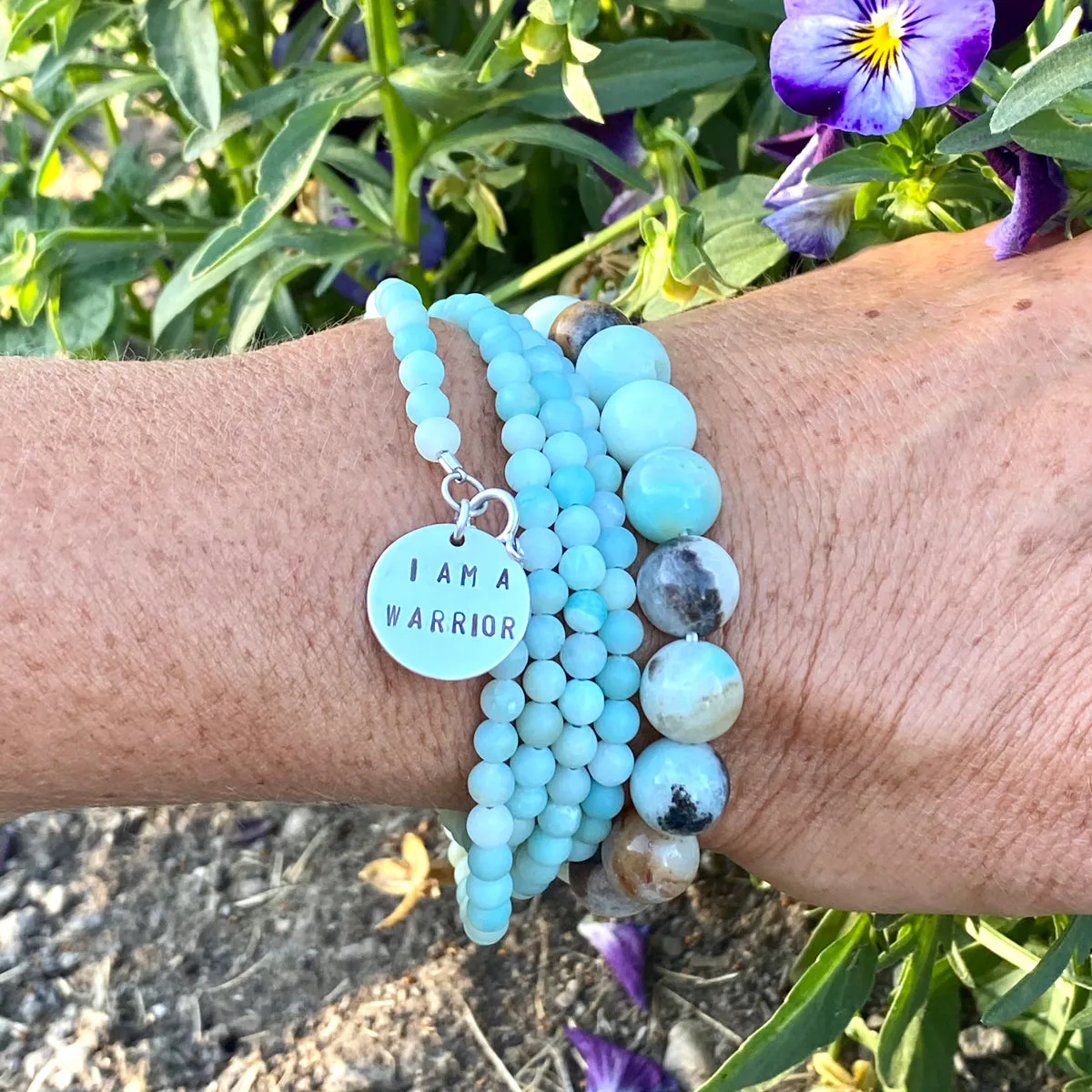 I am a Warrior - Affirmation Bracelet Combo with Amazonite