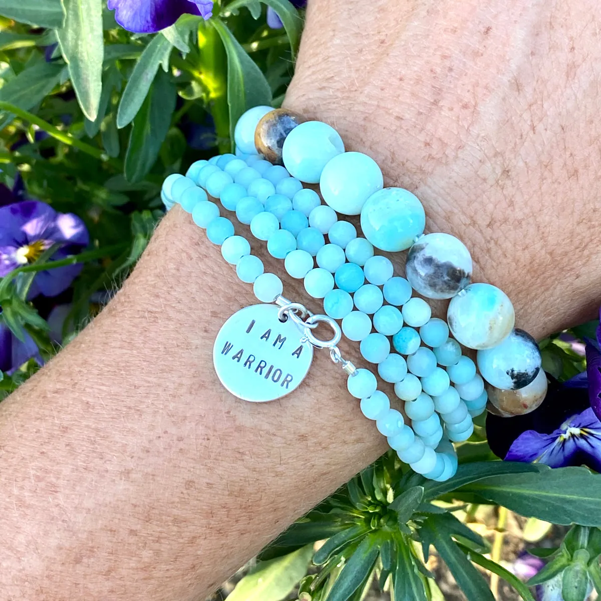 I am a Warrior - Affirmation Bracelet Combo with Amazonite