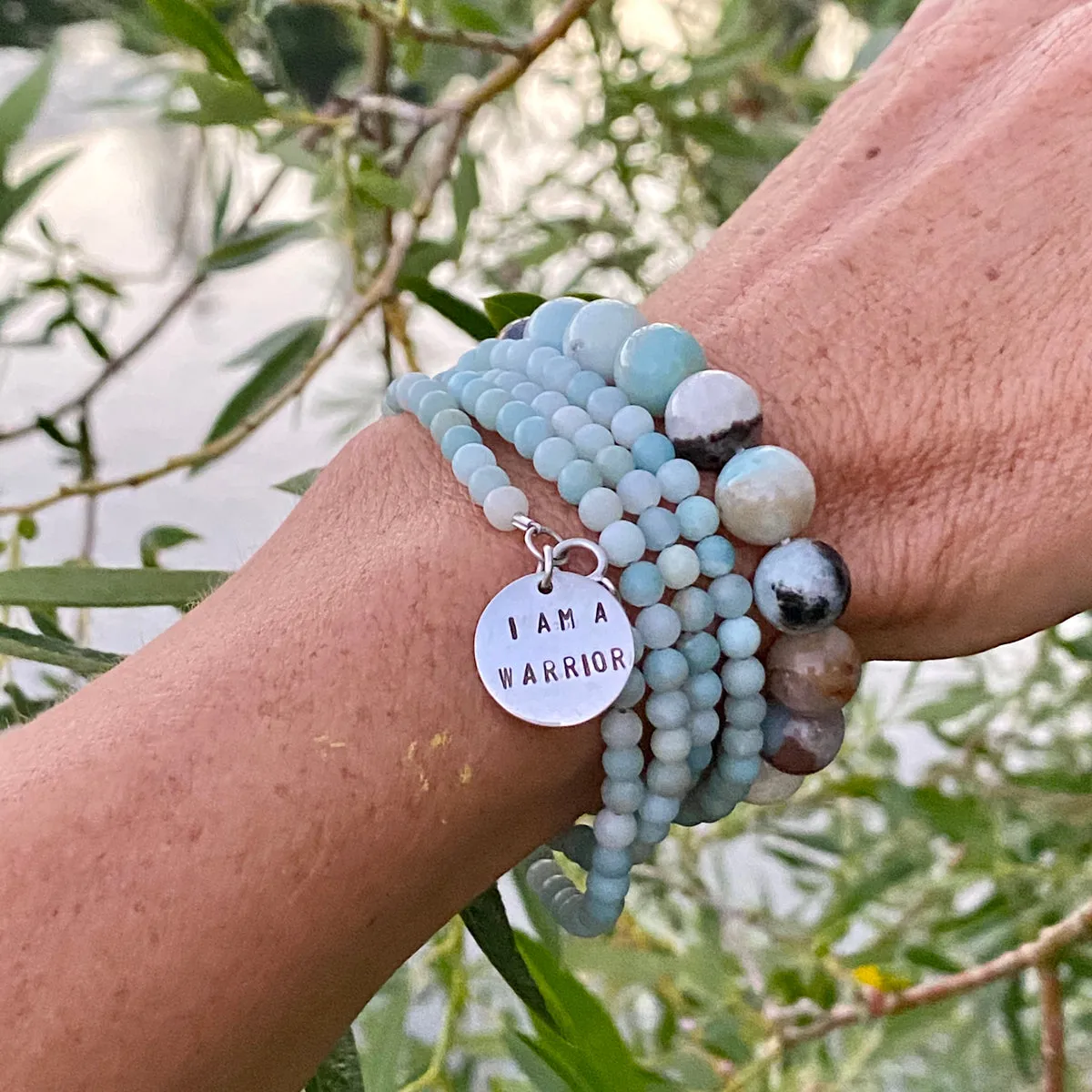 I am a Warrior - Affirmation Bracelet Combo with Amazonite