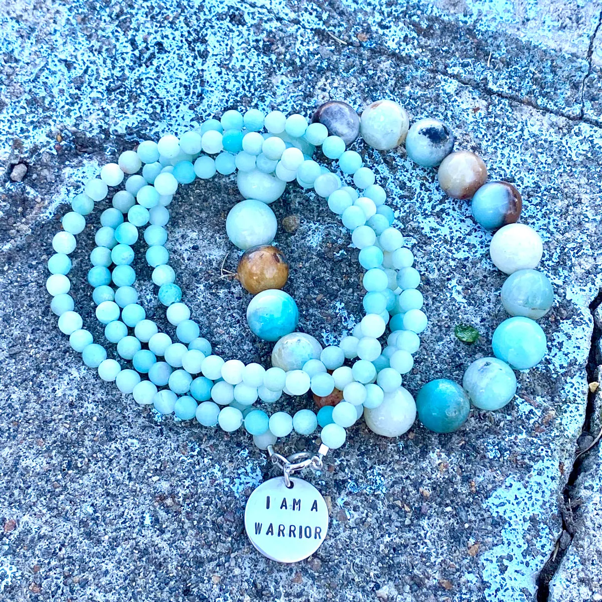 I am a Warrior - Affirmation Bracelet Combo with Amazonite