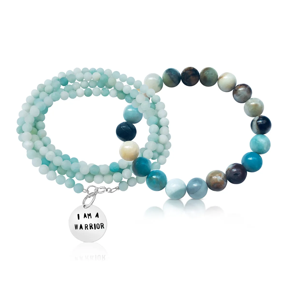 I am a Warrior - Affirmation Bracelet Combo with Amazonite